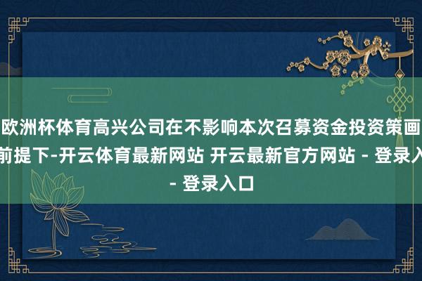 欧洲杯体育高兴公司在不影响本次召募资金投资策画的前提下-开云体育最新网站 开云最新官方网站 - 登录入口