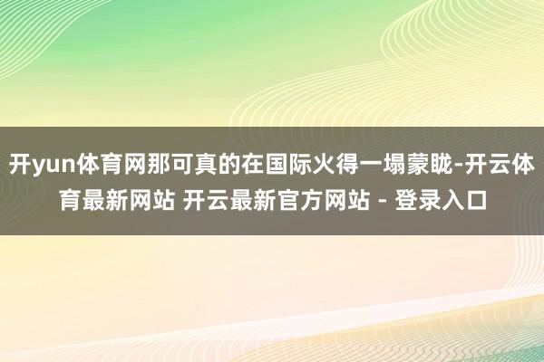开yun体育网那可真的在国际火得一塌蒙眬-开云体育最新网站 开云最新官方网站 - 登录入口